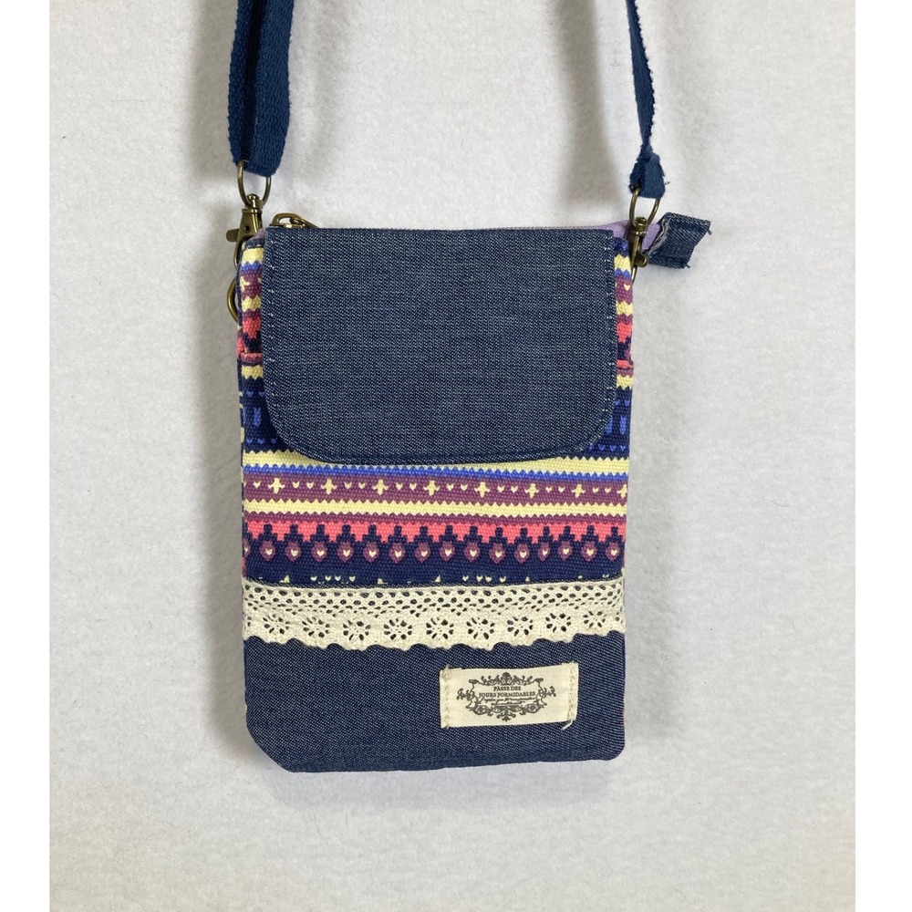 Boho Denim Passe Des Jours Formidables Women Small Blue Multi Crossbody Bag